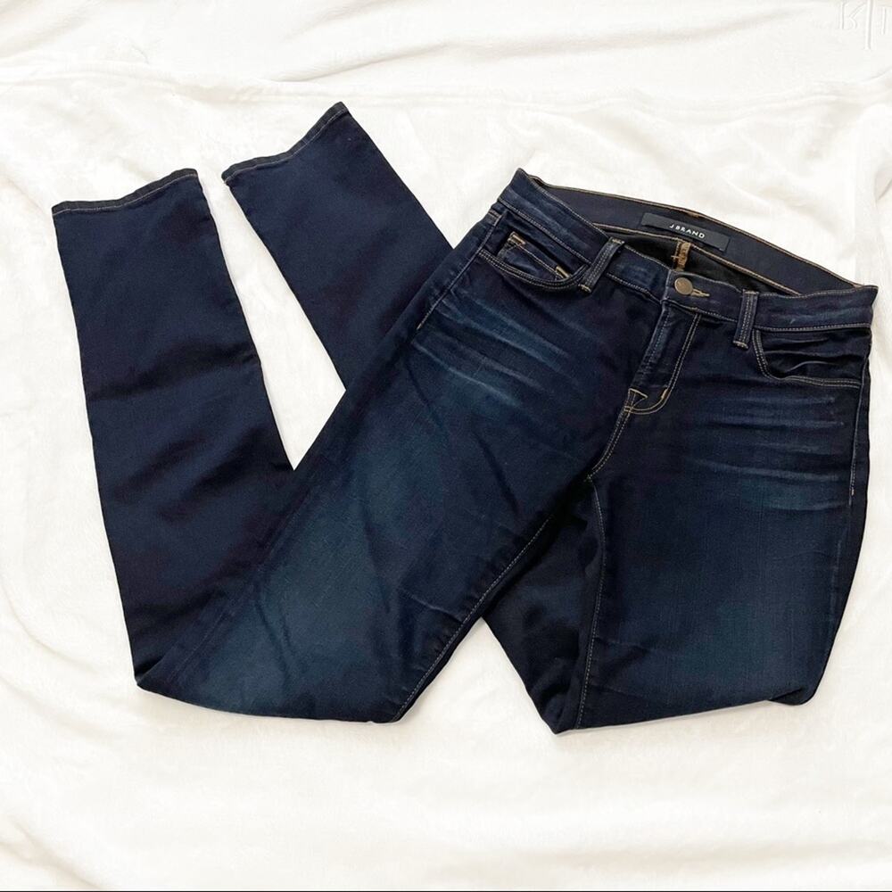 J Brand Midrise Rail Atlantis Skinny Jeans Dark Blue Denim Size 25
